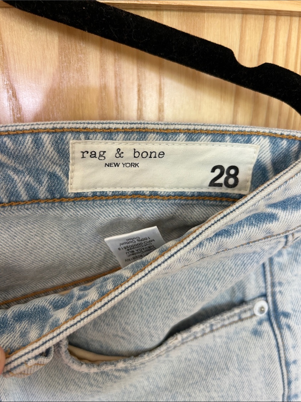 rag & bone Faded Light Blue High-Rise Denim Cutoff Shorts - Picture 2 of 3